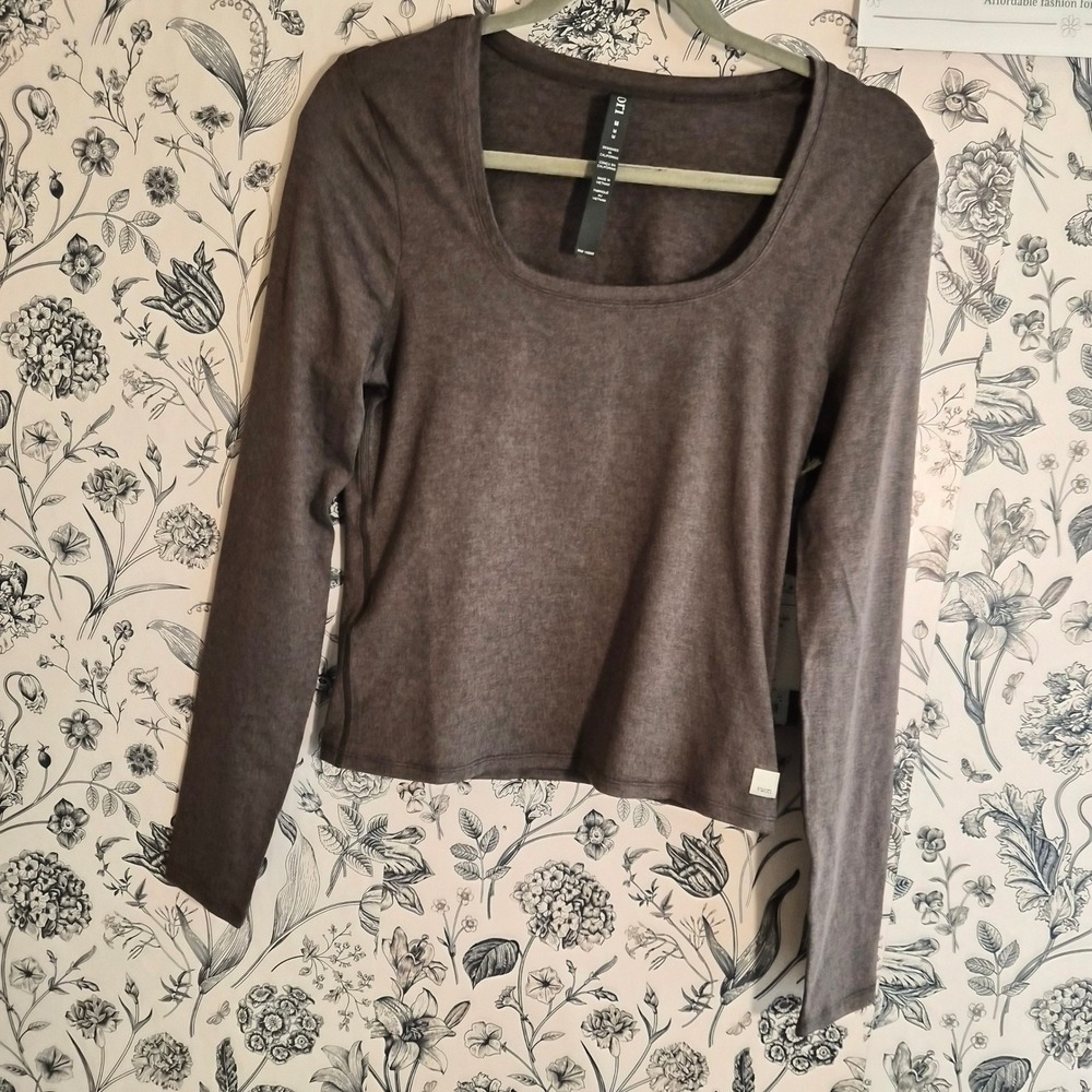 NWT Vuori DreamKnit Square Neck Long Sleeve Top Cocoa Brown Size M Athleisure